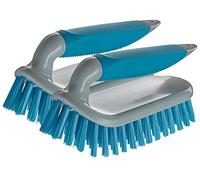 NCaan 2pk Deluxe Hand Scrubbing Brush Heavy Duty with Stiff Bristles & Non-Slip Soft Grip Handle-Household Cleaning Brush for Indoor & Outdoor, Bathroom, Kitchen, Carpet, Floor, Bath,Car (Blue, 2)