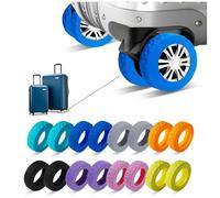NCANBUS Luggage Wheel Covers, Luggage Wheel Protector Covers for 2-2.4 inches Wheels Suitcases，Anti-Scratch & Noise Reduction Design, Silicone MaterialDurable Travel Case Accessories, Blue, S