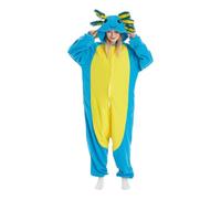 NCBYKM Unisex Cute Animal Onesie Pajamas Sleepwear Halloween Party Costumes（BlueSalamander-L）