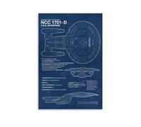 NCC-1701-D Blueprint Space Poster Office Room Decor Cosmic Starry Sky Wall Art Posters for Wall Decoration 24x36inch(60x90cm)