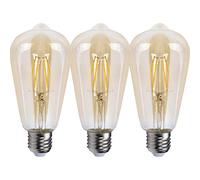 NCC-Licht 3 x LED Light Bulbs E27 Vintage Edison ST64 Rustika 4 W Gold Extra Warm White 2500 K Replacement for 35 W Incandescent Bulb