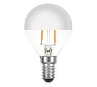 NCC-Licht LED Filament Bulb 2 W Almost 25 W E14 Mirror Head Silver Filament Extra Warm 2,200 K with Nostalgic Retro Design