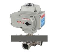 NCCNATMHP AC220V 4" Stainless Steel 304 Three Way Ball Valve Tri Clamp OD 119MM(L Type)