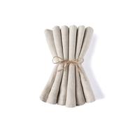 NCEDN 100% Pure Linen Napkins - Set of 6, 45×45cm Stonewashed Fabric Napkins with Hemmed Edges, Reusable Table Napkins for Dining, Wedding, Christmas & Everyday, Natural Flax