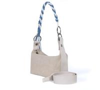 NCEDN Crescent Hobo Bag for Women - Linen Shoulder Bag with Genuine Leather, Adjustable Strap, Worn as Crossbody, Tote or Handheld, Rustic Minimalist Style, Beige