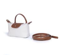 NCEDN Genuine Leather Mini Tote Bag for Women - Lightweight Waterproof Nylon Crossbody Bag with Zipper & Adjustable Strap, Stylish Everyday Purse for Work, Travel, and Shopping, White
