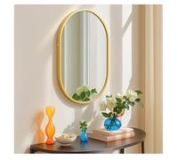 NCEDN Oval Wall Mirror 55×35cm - Hanging Chain or Hook Mount, Lightweight, Rust-Free Aluminium Frame, Bathroom, Bedroom, Living Room, Gold