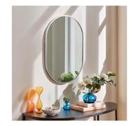 NCEDN Oval Wall Mirror 55×35cm - Hanging Chain or Hook Mount, Lightweight, Rust-Free Aluminium Frame, Bathroom, Bedroom, Living Room, Silver