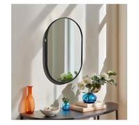 NCEDN Oval Wall Mirror 55×35cm - Hanging Chain or Hook Mount, Lightweight, Rust-Free Aluminium Frame, Bathroom, Bedroom, Living Room, Black