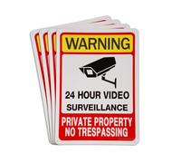 NCEDN Video Surveillance Sign 25 × 18 cm - Reflective Waterproof Aluminium Security Camera Signs for Outdoor Use, 24 Hour Warning, Cameras in Use, Property Under Surveillance, 4 Pack