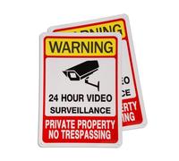 NCEDN Video Surveillance Sign 25 × 18 cm - Reflective Waterproof Aluminium Security Camera Signs for Outdoor Use, 24 Hour Warning, Cameras in Use, Property Under Surveillance, 2 Pack