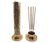 ncense burner made of gold plated brass - 27 cm high, base 8 cm and lid 5 cm - weight 155 g. Incense holder holds up to 5 incense sticks.