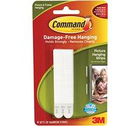 Nceonshop(TM) White 4 Sets/Pkg Command Narrow Picture Hanging Strips 3M 17207 17207