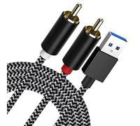 NCGGY 6.6FT USB to RCA Cable,RCA to USB Cable,USB2.0 Male to 2-Male RCA Audio Aux Cable for PC Stereo Y Splitter Cord Jack Adapter Compatible with USB A Laptop, Windows, Desktops and More Device