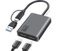 NCGGY USB C/USB 3.0 to Dual HDMI Adapter,USB to H DMI Splitter for Dual Monitors Extended Display Adapter for Windows Mac OS,2x HDMI Displays (1x 4K30Hz,1x 1080p) Universal Video Graphics Adapter