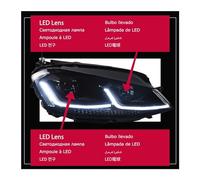 NCGLEQVW Car Styling Compatible For VW Golf 7.5 Headlight 2013-2020 Golf 7 Headlights DRL Head Lamp Dynamic Signal Bi Xenon Accessories(Black,For-7.5)