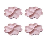 Nchdewui 4 Pcs Multi-use Trays, Anti-slip Serving Plastic Platters,Party Platter, 4 Sectional Reusable Plates, for Fruits Nuts Dessert (Pink)