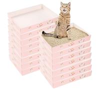 Nchdewui Disposable Cat Litter Trays, 15 Pcs Foldable Cardboard Kitty Litter Tray, Portable Travel Toilet Litter Pan Liners for Indoor Outdoor Cat, Small Animals (b)