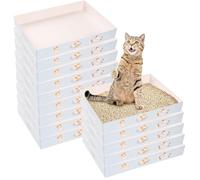 Nchdewui Disposable Cat Litter Trays, 15 Pcs Foldable Cardboard Kitty Litter Tray, Portable Travel Toilet Litter Pan Liners for Indoor Outdoor Cat, Small Animals (a)