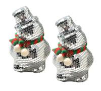 Nchdewui Silver Mirror Disco Decorations, Snowman Disco Ball, Disco Snowman Figure Wearing Scarf, Christmas Decoration, Winter Decoration, Small Disco Ball Table Centerpiece Decor (2 pcs)