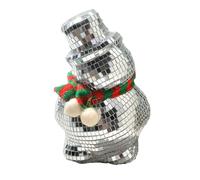 Nchdewui Silver Mirror Disco Decorations, Snowman Disco Ball, Disco Snowman Figure Wearing Scarf, Christmas Decoration, Winter Decoration, Small Disco Ball Table Centerpiece Decor (1 pcs)