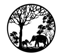 Nchdewui Tree Of Life Wall Art Metal Decorative, Wall Decor Silhouette Art With Forest Elephant, Hanging Art Decoration for Balcony Patio Porch Bedroom