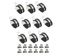 Ncheli 10 pcs Steel Cable Clamp,Ø 30mm Hose Clamp Pipe Pipe Clamp Stainless Steel Rubber Lined P Clips Hose Rubber Lined P Clips Pipe Clamp Clamps Wire