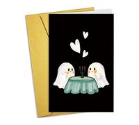 Nchigedy Cute Halloween Card for Him Her, Ghost Valentines Day Card for Boyfriend Girlfriend, Spooky Anniversary Card for Wife Husband