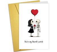 Nchigedy Cute Skeleton Halloween Anniversary Card, Spooky Anniversary Card for Husband Wife, Creepy Wedding Cards for Men Women, You're My Favorite Weirdo