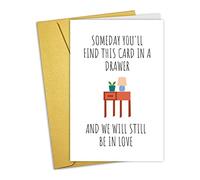 Nchigedy Funny Valentine's Day Card for Him Her, Hilarious Anniversary Card for Husband Wife, Someday You Will Find This Card In A Drawer