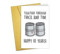Nchigedy Tenth Anniversary Card for Him Her, Cute Tin Pun Anniversary Card, Funny Ten Years Card for Wife Husband
