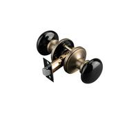 NCL Black Door Knobs, Door Knob Interior, Porcelain Round Door Levers, Antique Brass Privacy Door Handles, Door Locks for Bedroom and Bathroom