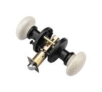 NCL Hardware White Door Knobs, Matte Black Keyless Porcelain Door Levers, Oblate Shape, Interior Bath Door Knob