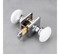 NCL White Door Knobs, Door Knob Interior, Porcelain Square Door Levers, Bright Chrome Privacy Door Handles, Door Locks for Bedroom and Bathroom