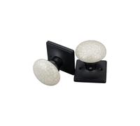 NCL White Door Knobs, Door Knob interior, Porcelain Square Door Levers, Privacy Door Handles, Door Locks for Bedroom and Bathroom-Matt Black