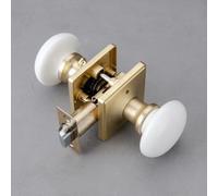 NCL White Door Knobs, Door Knob Interior, Porcelain Square Door Levers, Satin Brass Privacy Door Handles, Door Locks for Bedroom and Bathroom