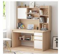 NCLOYN Computer Desk with Hutch and Bookshelf, Modern Home Office Desk Wood Sturdy Writing Desk with Drawers, PC Table Workstation for Working Studying(100x45x164cm(39x18x64in), Yellow)