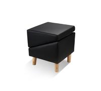 NCLOYN Foldable Pet Stairs, Dog Ramp & Human Ottoman Footstool, Folding Pet Ramp for Sofa, Removable Non-slip Pad, Faux Leather Pet Steps Stool for Young, Injured, Elderly Pets, Black