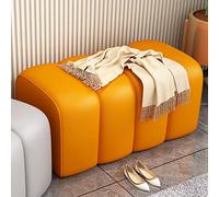 NCLOYN Upholstered Bench for Bedroom End of Bed,Velvet Entryway Bench Modern Ottoman Bench Seat, Padded Home Decor Shoe Bench for Waiting Room,Living Room (100x40x40cm(39x16x16in), Orange)