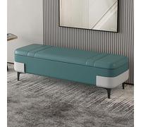 NCLOYN Upholstered End Of Bed Bench, Faux Leather Bedroom Bench, Modern Ottoman Bench with Metal Legs, Storage Bench for Living Room, Entryway, Dining Room, 300lb(100x40x40cm(39x16x16inch), Cyan)