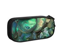NCLSJFOV Abalone Nacre Printed Pencil Case Large Pen Bag Cute Pencil Box Pouch Office School Stationery Organizer for Girls Boys, Black