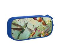 NCLSJFOV Beautiful Hummingbirds Printed Pencil Case Large Pen Bag Cute Pencil Box Pouch Office School Stationery Organizer for Girls Boys, Blue