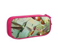 NCLSJFOV Beautiful Hummingbirds Printed Pencil Case Large Pen Bag Cute Pencil Box Pouch Office School Stationery Organizer for Girls Boys, Pink