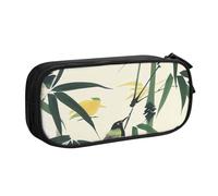 NCLSJFOV Birds Landed on Branches Printed Pencil Case Large Pen Bag Cute Pencil Box Pouch Office School Stationery Organizer for Girls Boys, Black