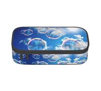 NCLSJFOV Bubbles Blue Sky Large Pencil Case for Girls and Boys, Aesthetic Pencil Bag with Multi Compartments for Adults, Office Stationary Organizer Practical for Kids Teenage Women Men