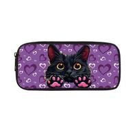 NCLSJFOV Cat Pencil Case Portable Pencil Bag Purple Pencil Case Box for Girls Pen Carrying Case with Zipper Stationery Storage and Organizer Pencil Box Pencil Holder