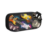 NCLSJFOV Colorful Guitars Printed Pencil Case Large Pen Bag Cute Pencil Box Pouch Office School Stationery Organizer for Girls Boys, Black