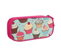 NCLSJFOV Cupcake Pattern Printed Pencil Case Large Pen Bag Cute Pencil Box Pouch Office School Stationery Organizer for Girls Boys, Pink