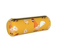 NCLSJFOV Cute Brown Cartoon Owls Pencil Case Cute Pen Case Cylinder Leather Pencil Pouch Office Pencil Box Bag Gifts for Adults Teen School Girls Boys, Chicken Chick, One Size,