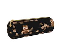 NCLSJFOV Cute Brown Cartoon Owls Pencil Case Cute Pen Case Cylinder Leather Pencil Pouch Office Pencil Box Bag Gifts for Adults Teen School Girls Boys, Cute Brown Cartoon Owls, One Size,